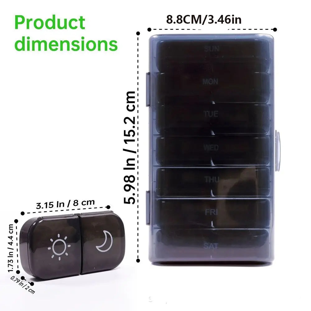 7-Day Weekly Pill Organizer – 21 Sealed Compartments, Portable
