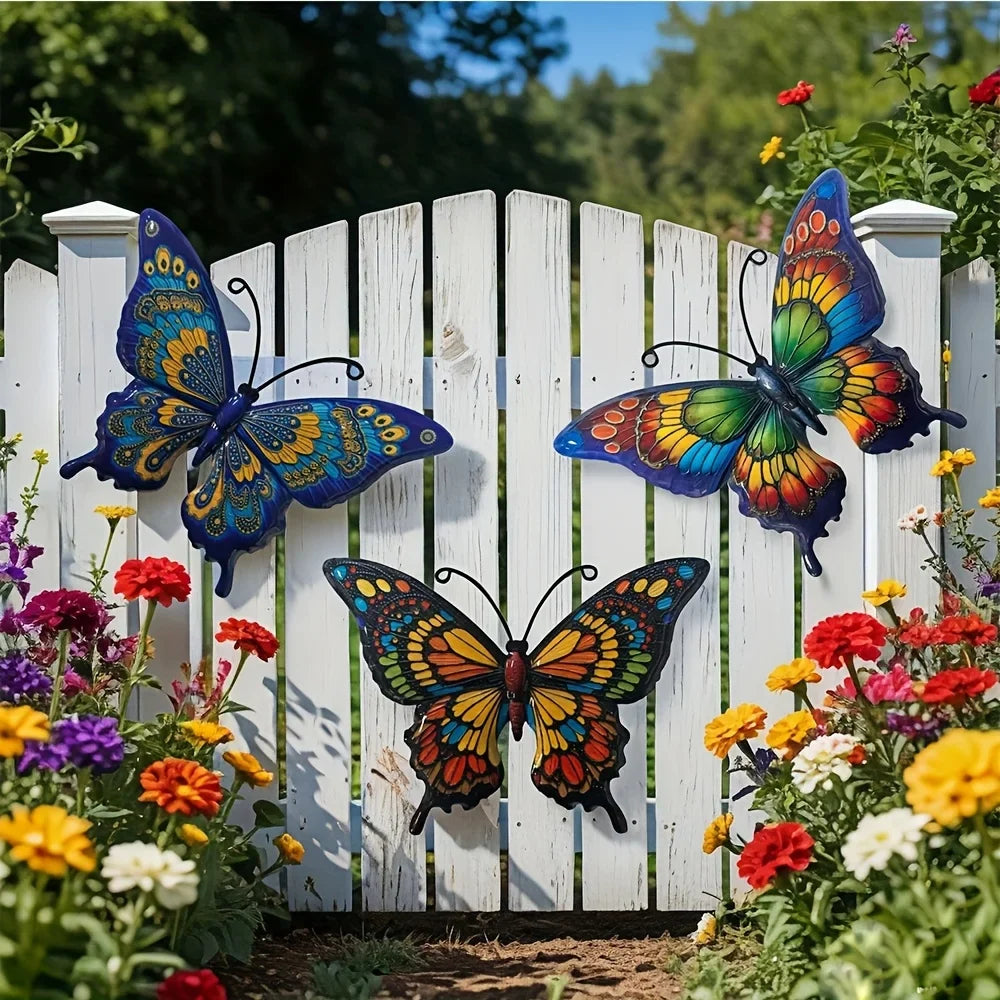 3-Piece Metal Butterfly Iron Wall Art – Indoor & Outdoor Decor