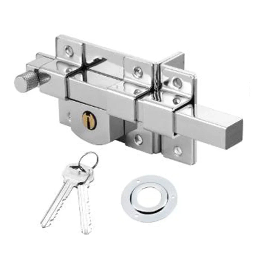 Iron Mechanical Latch Door Lock | Anti-Theft Bolt & 2 Keys