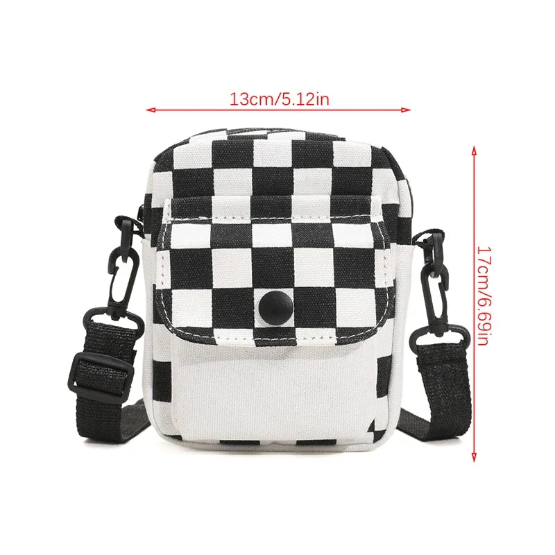 Men's Mini Canvas Crossbody Messenger Bag – Checkered Travel Bag