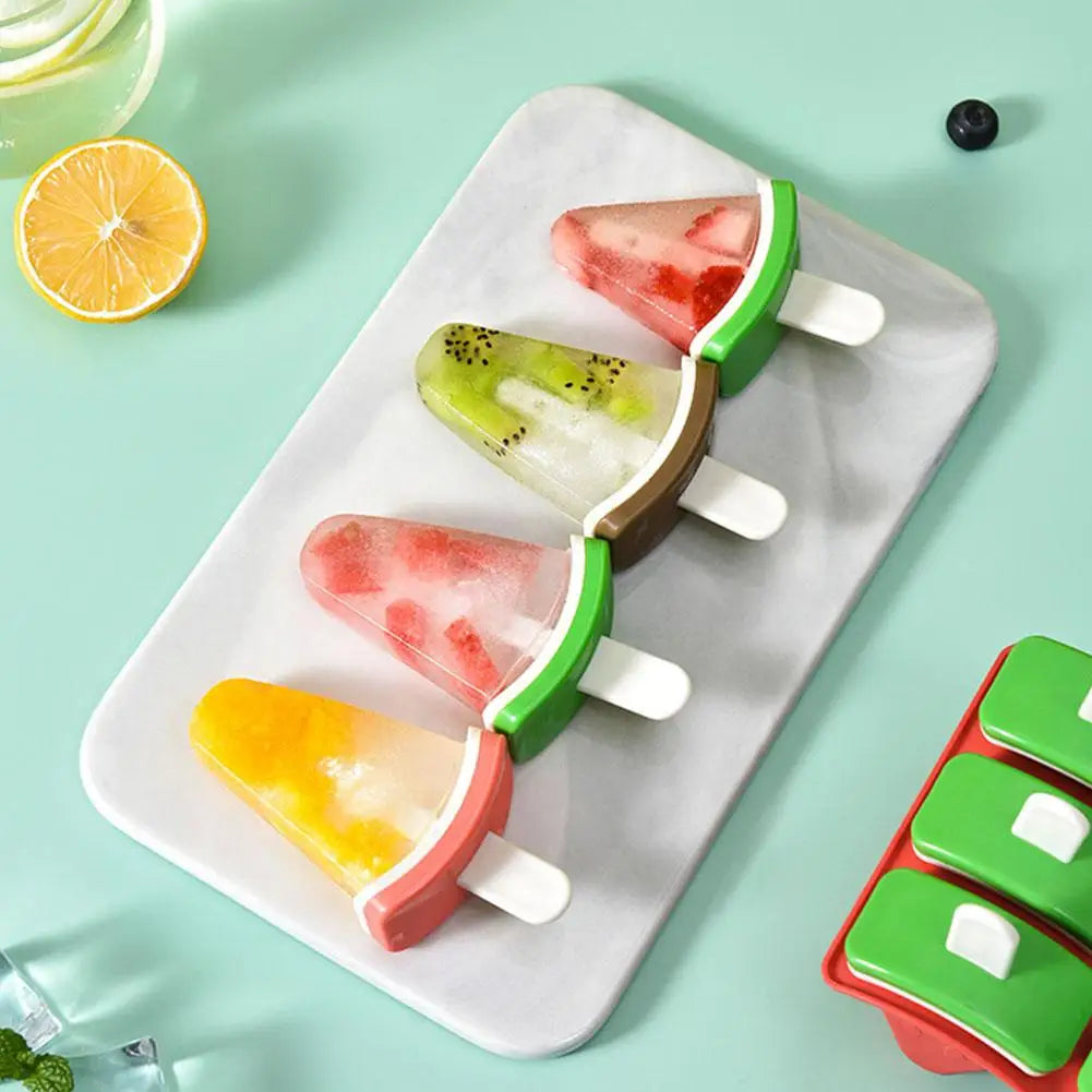6-Grid Watermelon Silicone Popsicle Mold Tray with Sticks