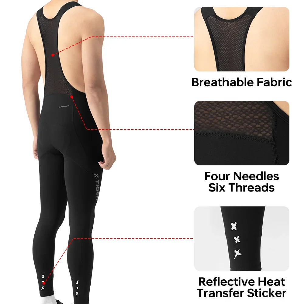 X-TIGER Men's 120-Density Padded Cycling Bib Tights | 8-Hour Ride