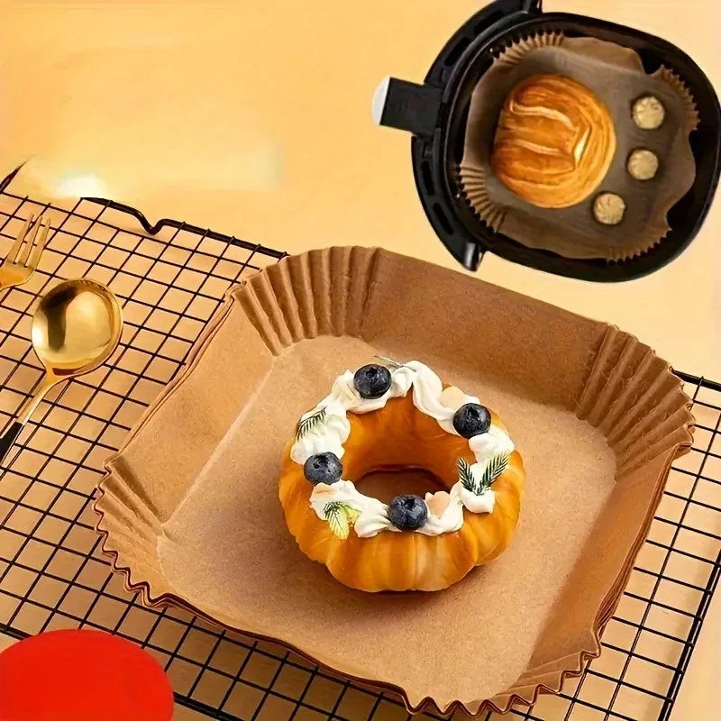 100-Piece Non-Stick Baking Paper Pads – Air Fryer & Oven