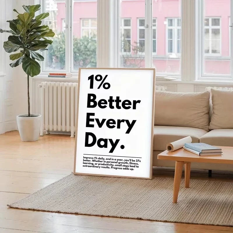 "1% Better Every Day" Motivational Canvas Wall Art Print