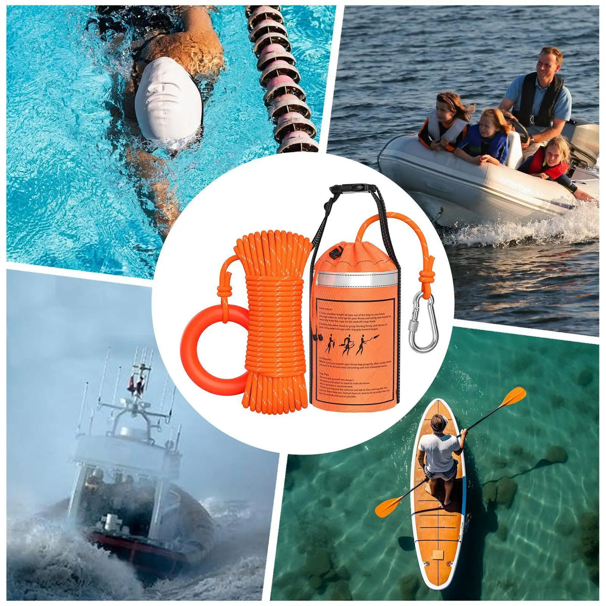 Reflective Water Rescue Throw Bag – 15m Kayak Throw Line