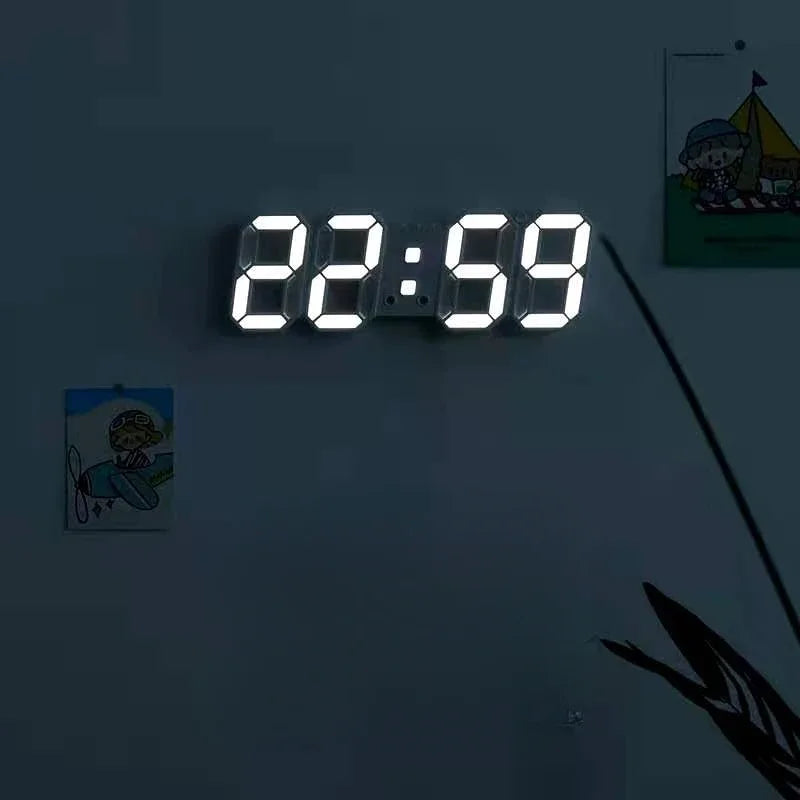 LED Digital Wall Clock with Alarm, Temperature & Date Display