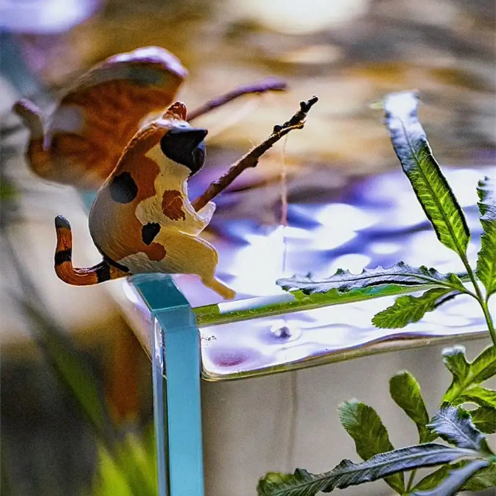 Fishing Cat Figurine – Aquarium Fish Tank Ornament Decor