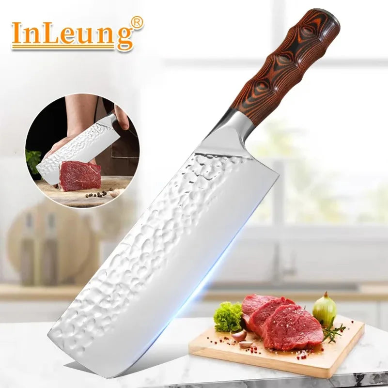 Stainless Steel Cleaver Knife – Wood Handle Kitchen Butcher