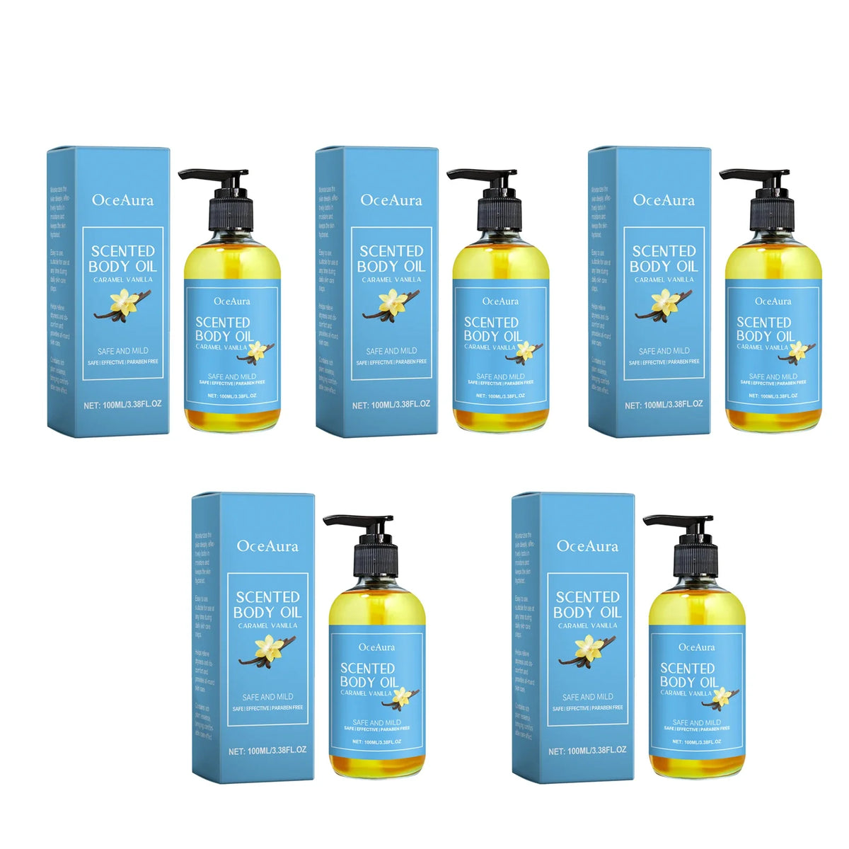OceAura Vanilla Body Massage Oil – Moisturize & Stress Relief