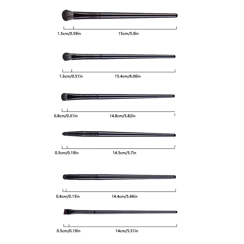 6-Piece Eye Makeup Brush Set – Eyeshadow, Liner & Brow