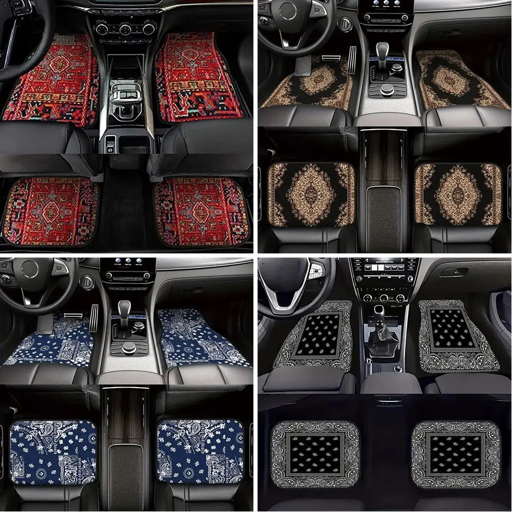 4-Piece Bohemian Car Floor Mats | Non-Slip Persian Carpet