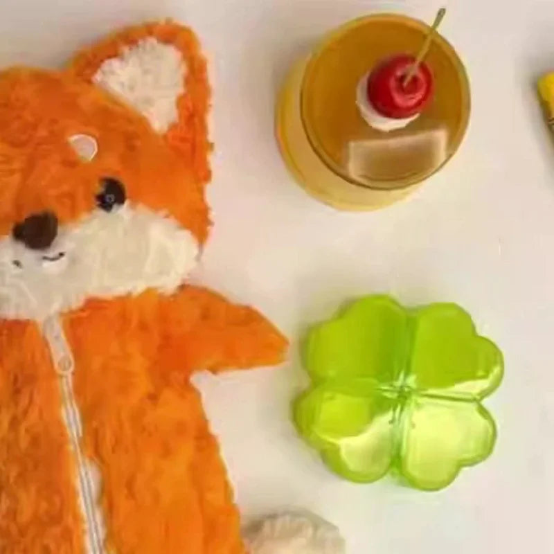 Kawaii Fox Plush Pencil Case – Cute Fluffy Animal Bag for Kids