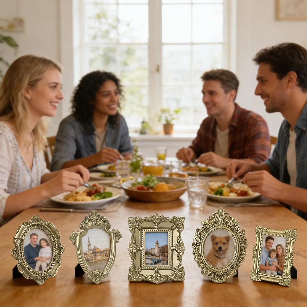 Mini Antique Gold Picture Frames Set of 5 – Vintage Resin