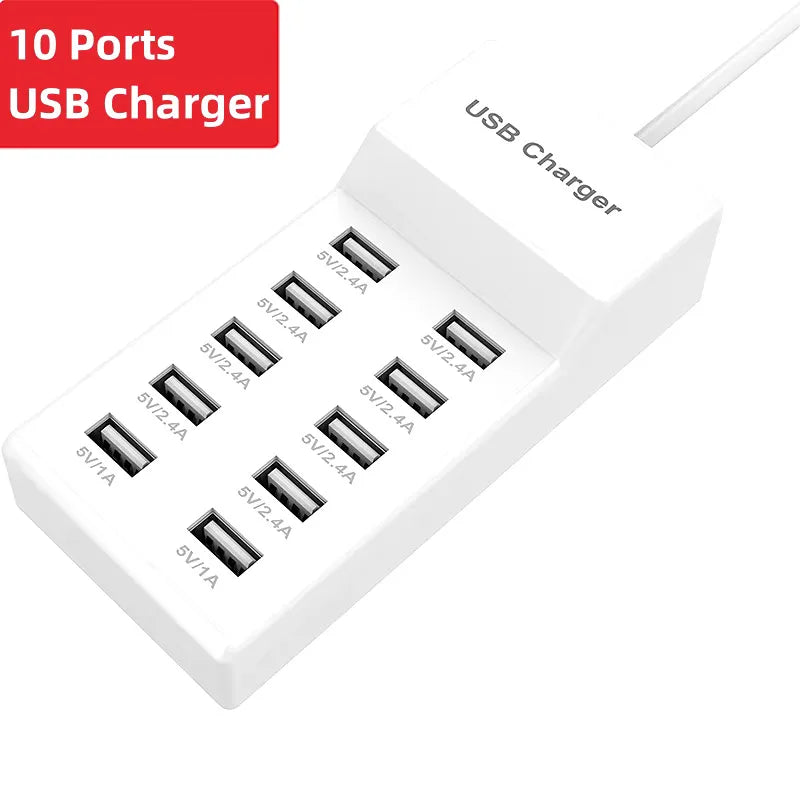 10-Port USB Charging Station 5V 15A | Desktop Hub EU US UK