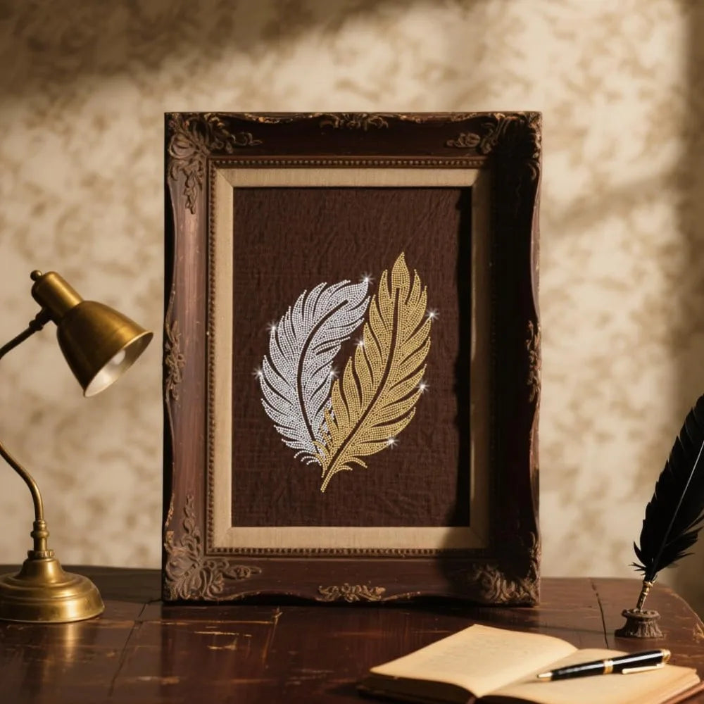Glass Hotfix Rhinestone Iron-On Appliqué – Feather Design 21x30cm