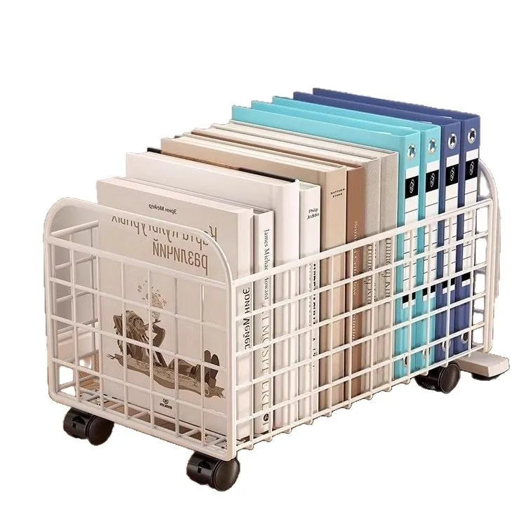 Under Desk Book Organizer – Portable 360° Rotating Storage Box