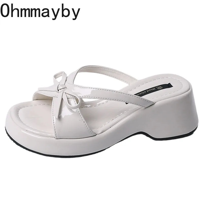 Women's Platform Butterfly-Knot Slides | Summer Beach Slippers