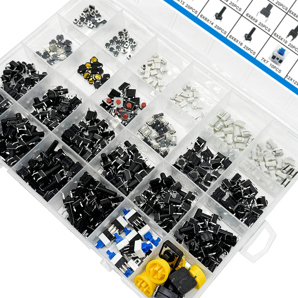 460-Piece SMD Tactile Push Button Switch Kit – 24 Values