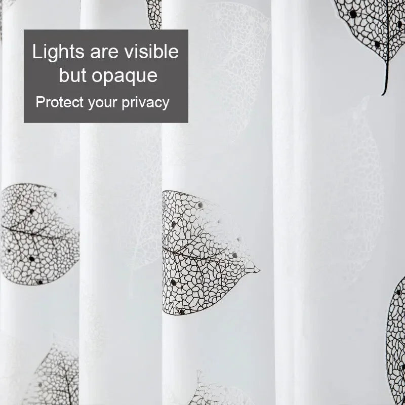 PEVA Leaf Shower Curtain – Waterproof & Rustproof Hooks