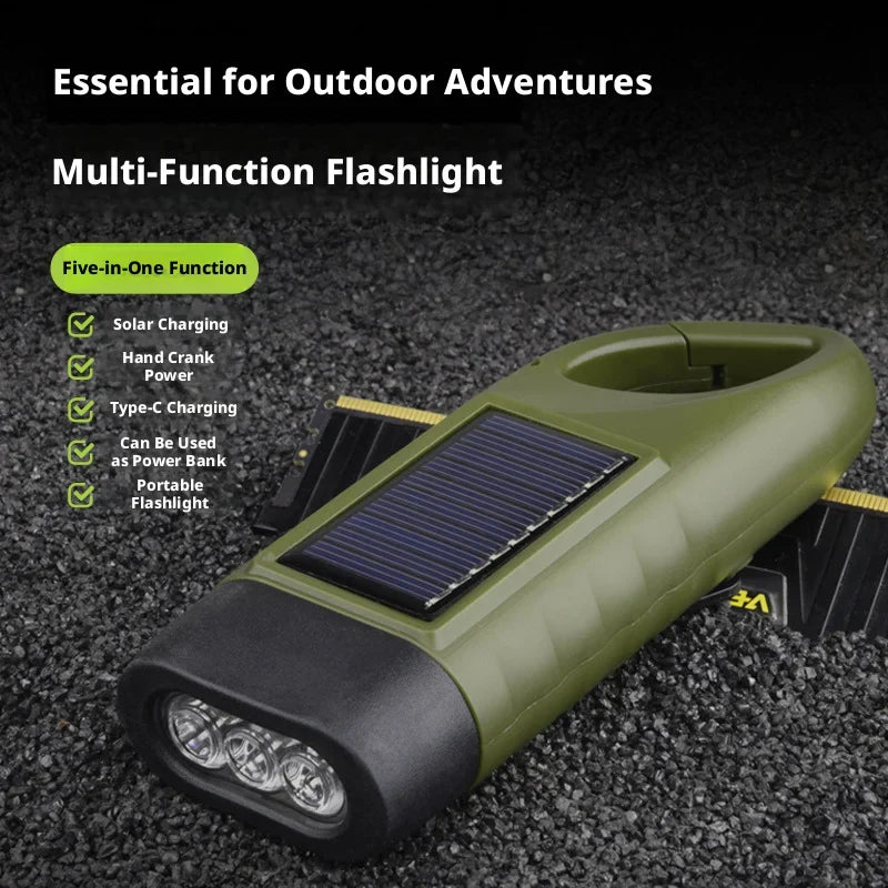 ESMARTER Solar Hand Crank LED Flashlight | Emergency Camping Torch