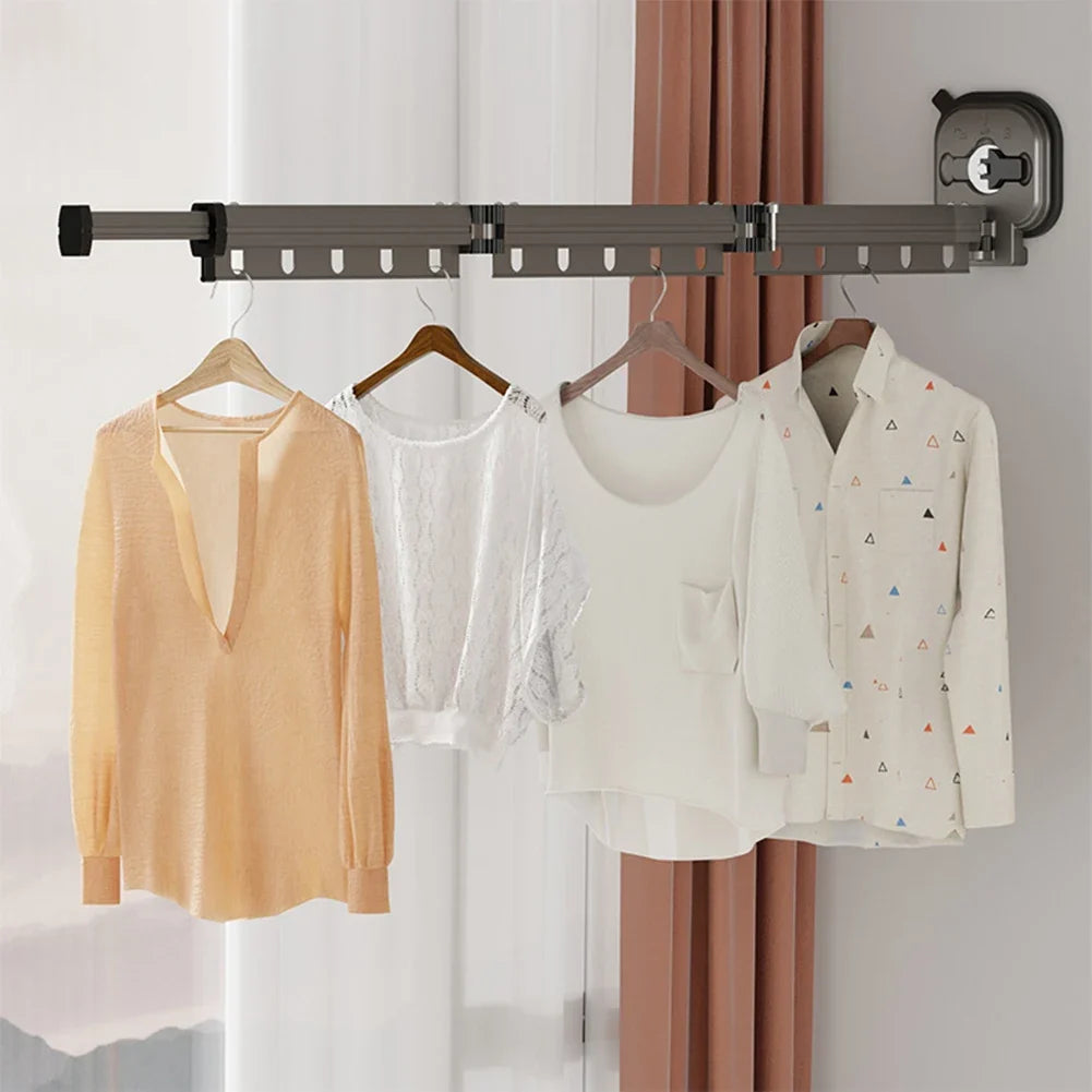 Wall Mount Folding Clothes Drying Rack | No-Drill Suction Cup