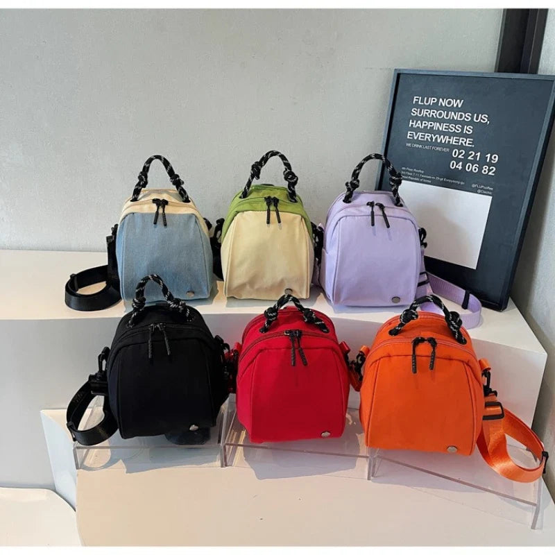 Mini Shell Crossbody Bag – Color Block Canvas Shoulder Bag