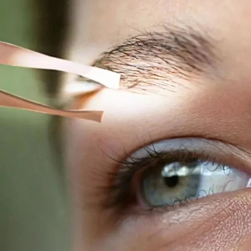 LED Lighted Eyebrow Tweezers | Slant Tip Stainless Steel Set