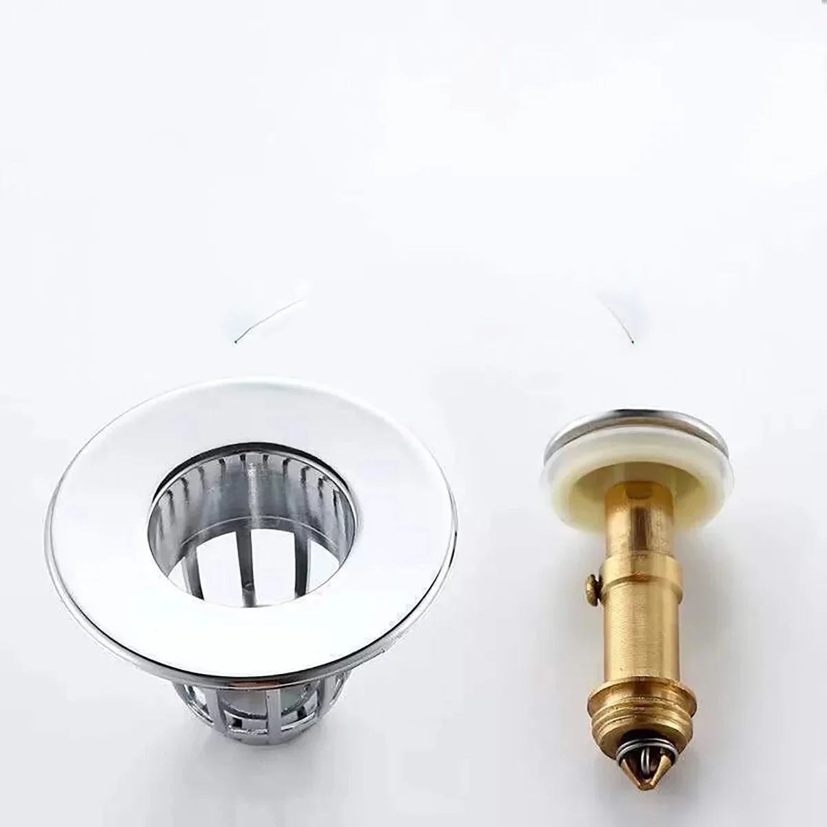 Chrome Pop-Up Sink Drain Stopper with Hair Catcher Filter