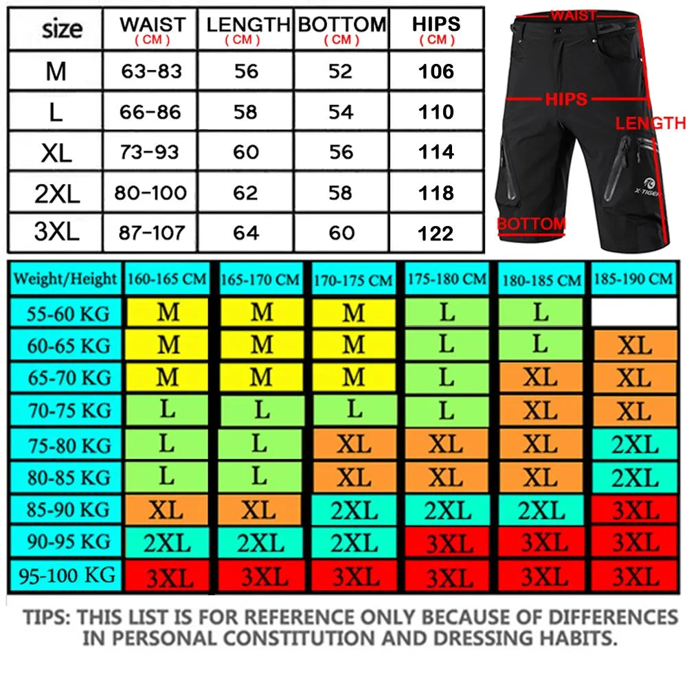 X-TIGER Men's MTB Cycling Shorts | Waterproof & Breathable