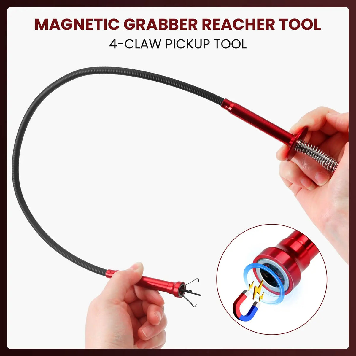 24" Flexible Magnetic Pickup Tool – 4-Claw Grabber