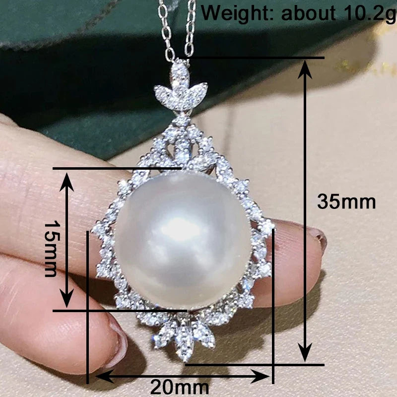 Huitan Flower Imitation Pearl Pendant Necklace for Women