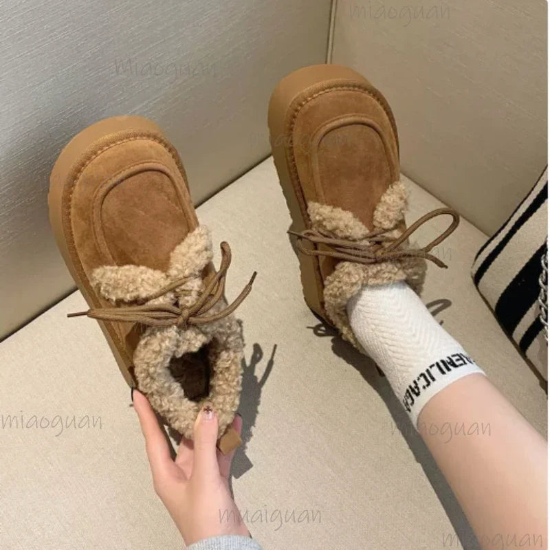 Women's Fur-Lined Snow Boots – Plush Platform Winter Booties