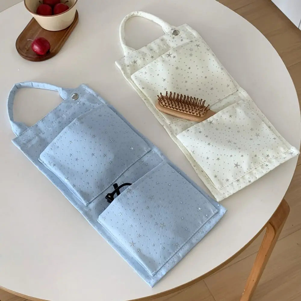 Star Pattern Fabric Hanging Wall Organizer | Multi-Pocket Bag