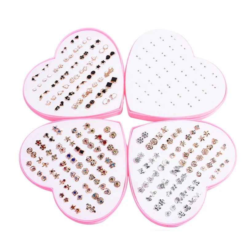 36 Pairs Crystal Flower Stud Earrings Set for Women & Girls