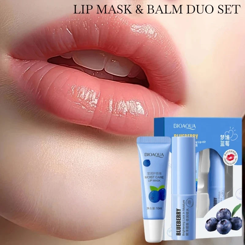 Blueberry Lip Balm & Mask Set – Vitamin E, Hypoallergenic