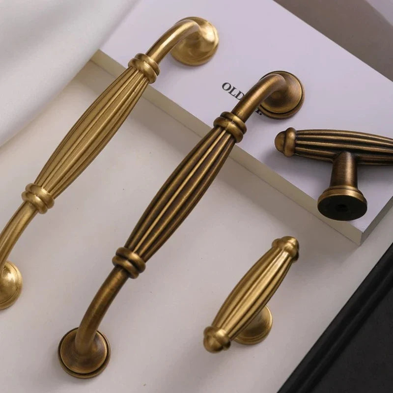 Brass French Cabinet Handle | Gold European Luxury Drawer Pull