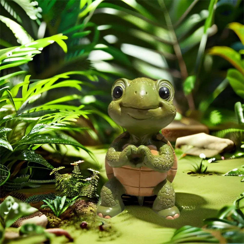 Heart Turtle Resin Statue – Weatherproof Garden & Desk Figurine