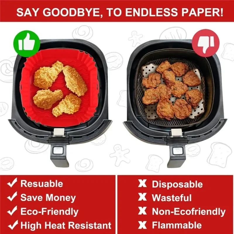 Square Silicone Baking Pan Set | Non-Stick Air Fryer Tray