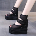 Women's 12CM Wedge Heel Mesh Peep Toe Ankle Boots | Roma Style