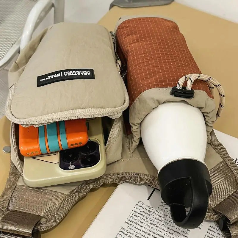 Minimalist Crossbody Water Bottle Bag | Nylon Shoulder Pouch