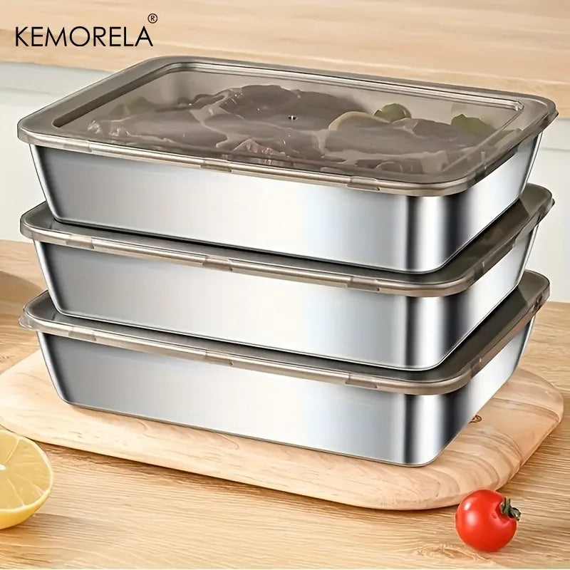 3-Piece Stainless Steel Food Storage Containers – Leak-Proof