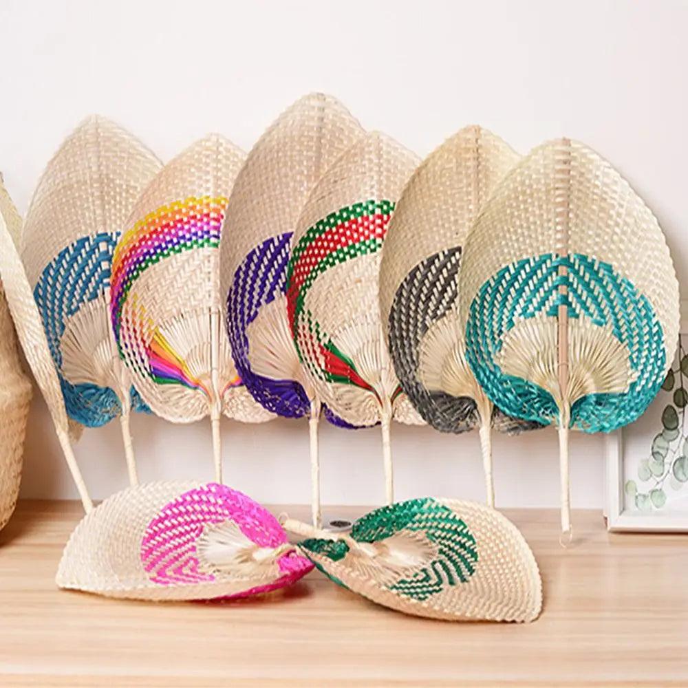 Handmade Peach-Shaped Bamboo Woven Hand Fan | Summer Decor