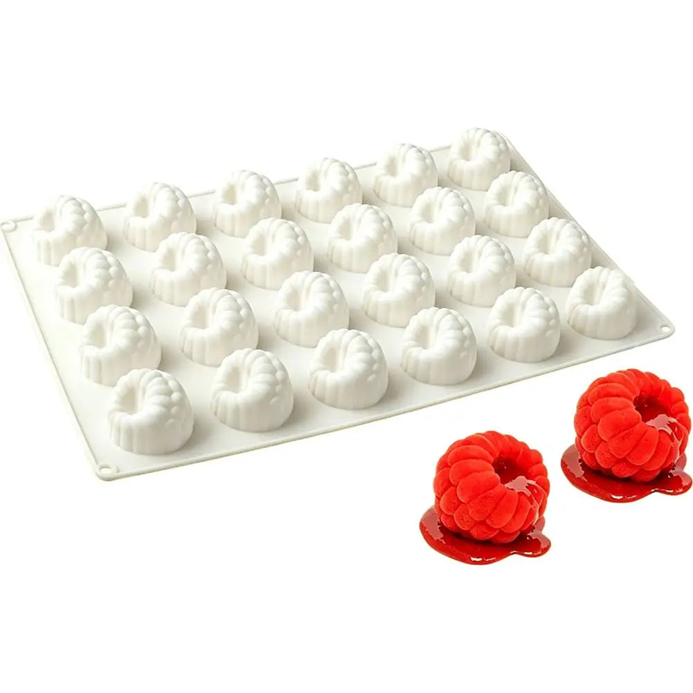 24-Cavity Raspberry Silicone Mold for Mousse, Cake & Chocolate