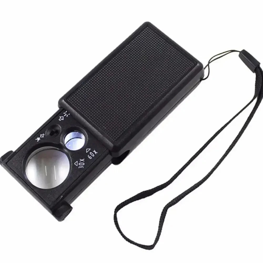 30X 60X Handheld Magnifier LED & UV Light – Jewelry & Coins