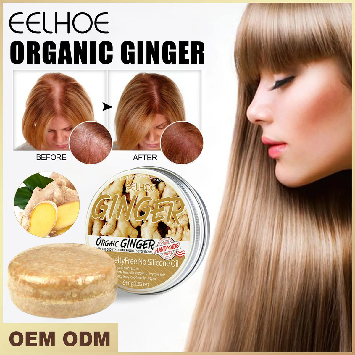 Ginger Shampoo Bar – Natural, Oil Control | All Hair Types