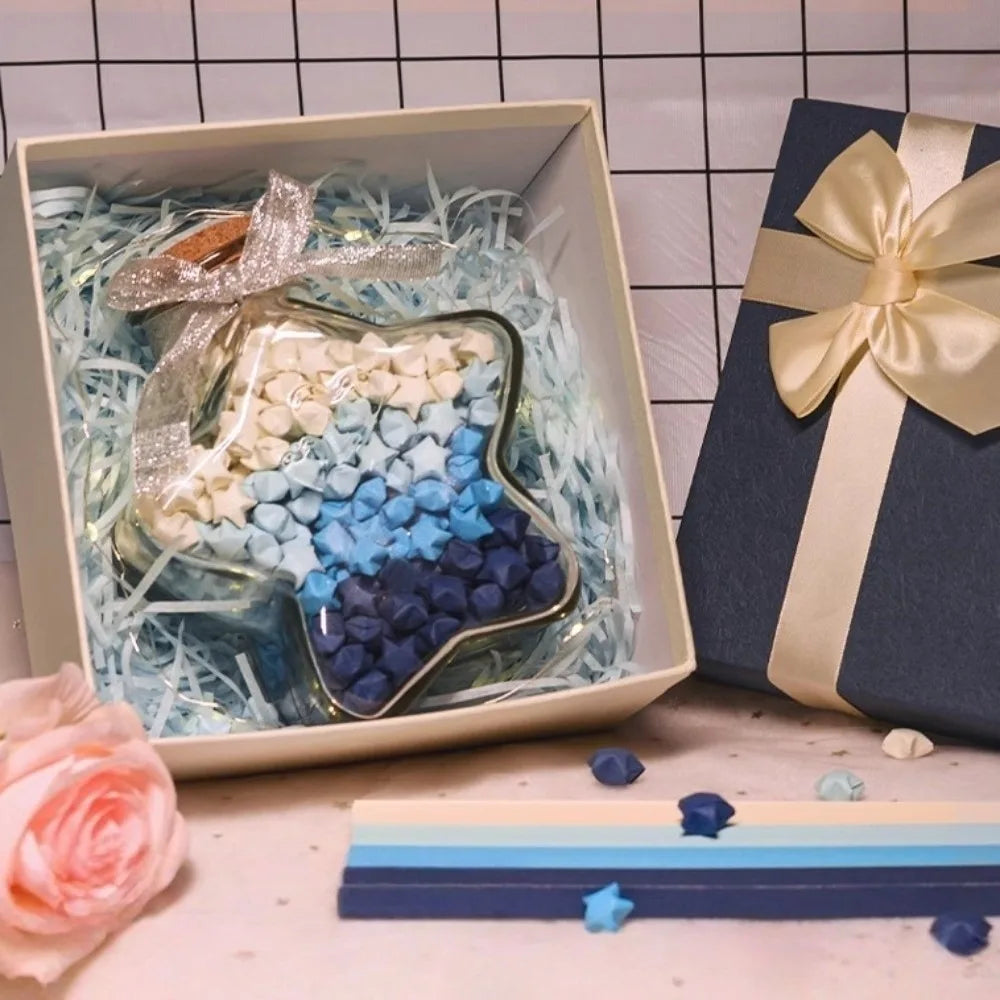 DIY Origami Lucky Star Bottle Gift Box Set – Gradient Blue