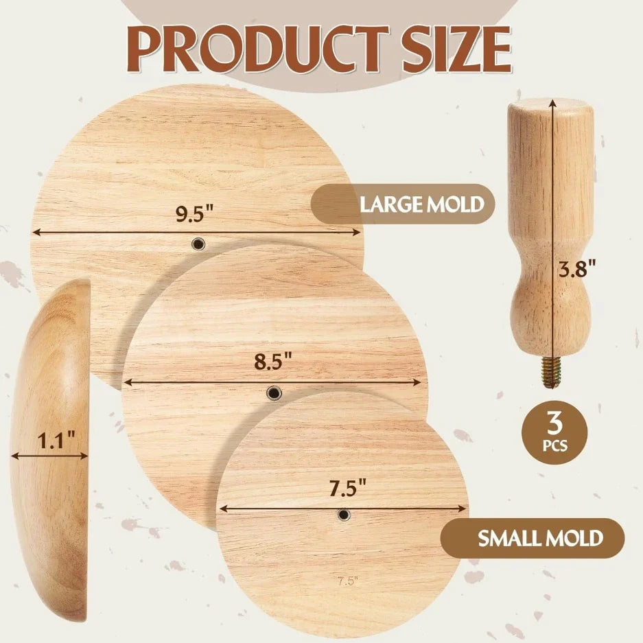 Wood Pottery Slump Mold with Handle – 7.5, 8.5 & 9.5 Inch