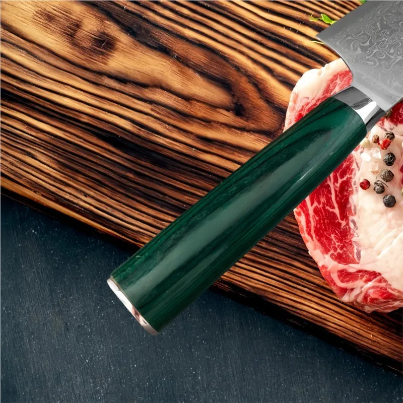 Damascus Steel Nakiri Knife – Full Tang Chef Kitchen Knife