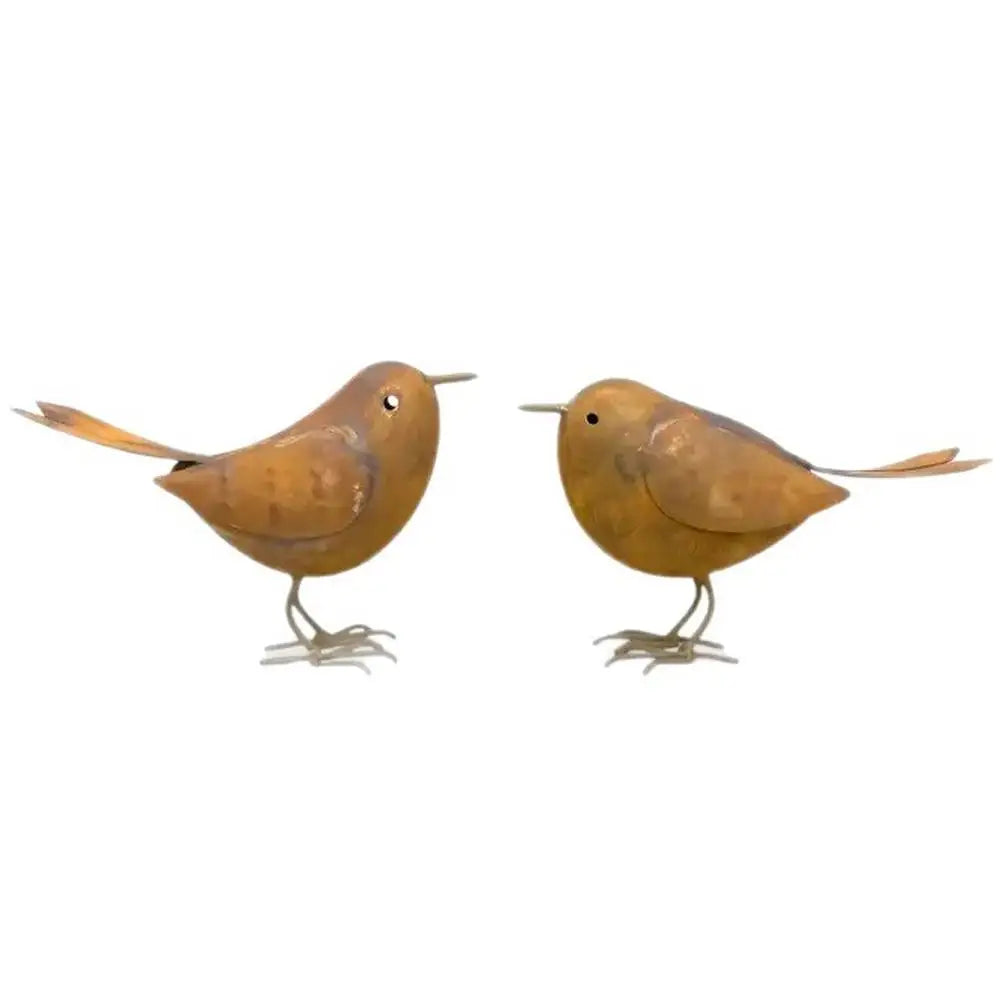 Retro Metal Bird Garden Sculptures – Iron Art Decor Set of 2