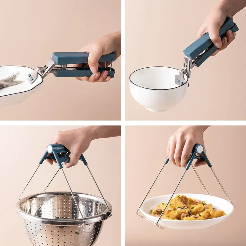 3-Piece Silicone Pot Holder Gripper Clip Set | Non-Slip Kitchen Tongs